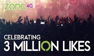 Zong growing on Facebook, reaches 3 Million Likes.